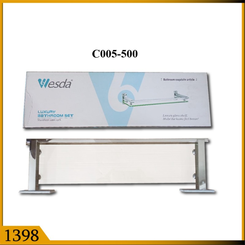 STRAIGHT SHELF 500MM HEAVY GLASS (1398)